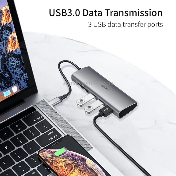 Wiwu Alpha A532St Type-C Hub 5 In 1 - Gray - Tashqila Wiwu Alpha A532St Type-C Hub 5 In 1 - Gray - Tashqila